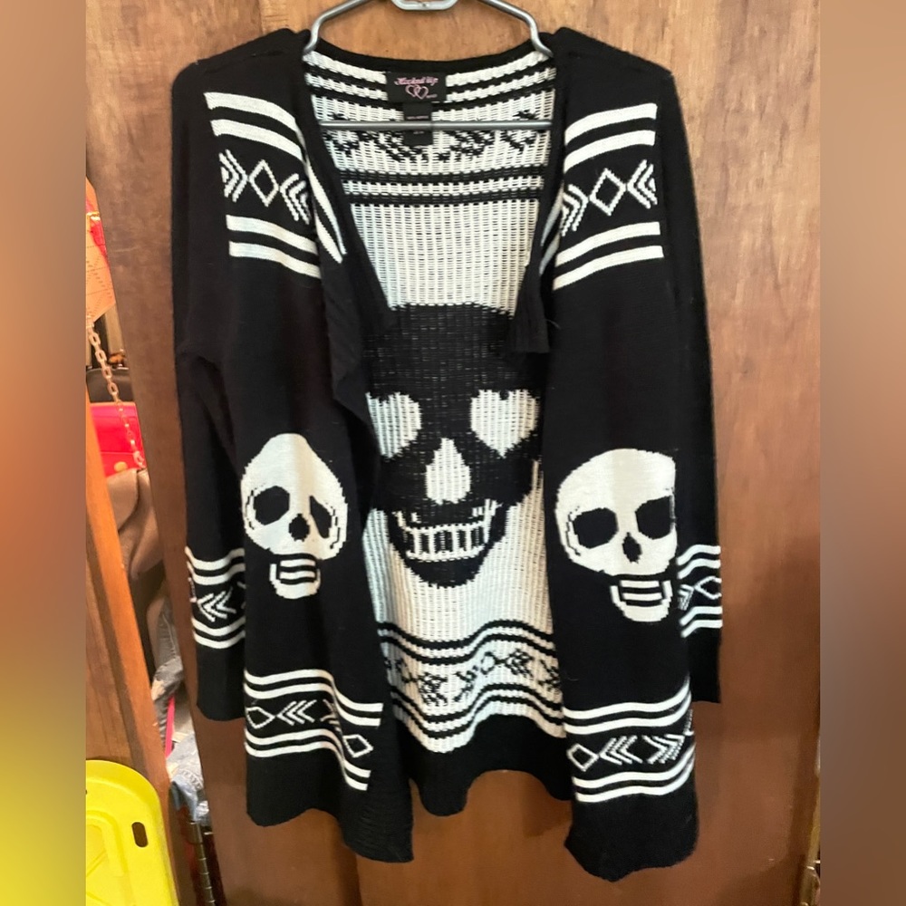 black & white skull cardigan